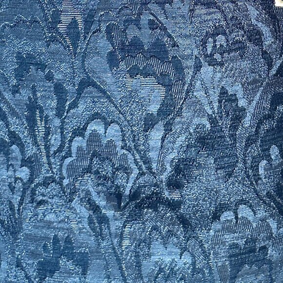 Vintage In The Mood SZ 8 Teal Satin Brocade Crochet Cape Collar Midi Dress 80's - Picture 9 of 9